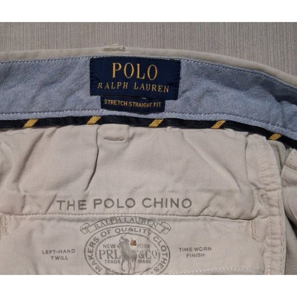 Polo Ralph Lauren Pony Pants Men's 38x30 Biege Chino Dress Pants Cotton - Picture 3 of 6